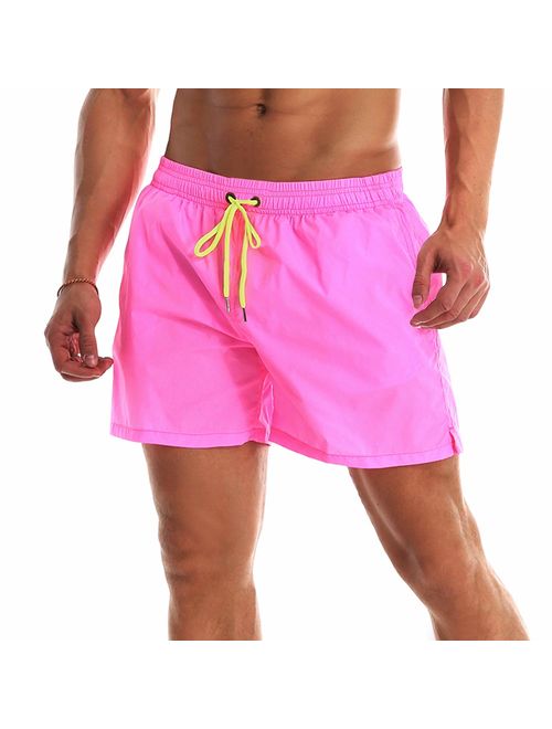 YnimioAOX Men's Swim Trunks Quick Dry Beach Shorts Swimwear Bathing Suit with Mesh Lining