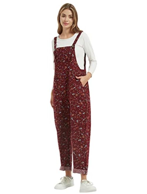 Gihuo Women's Fashion Baggy Loose Linen Overalls Jumpsuit with Pockets