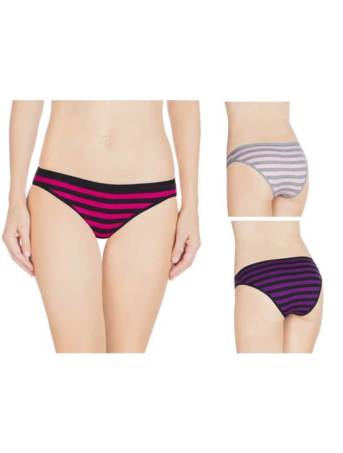 Nabtos Cotton Women's Panties Bikini Underwear Stripes Women's Panties (Pack of 6)