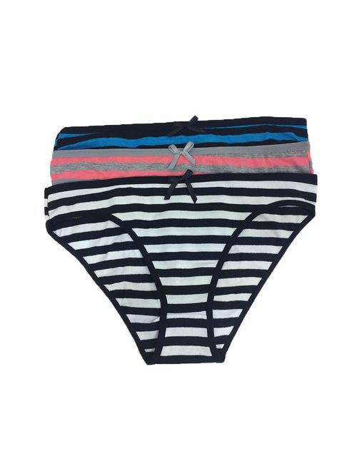 Nabtos Cotton Women's Panties Bikini Underwear Stripes Women's Panties (Pack of 6)