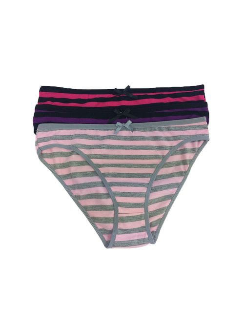 Nabtos Cotton Women's Panties Bikini Underwear Stripes Women's Panties (Pack of 6)