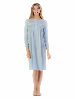 Casual Nights Women's Square Neck Long Sleeve Lace Floral Nightgown