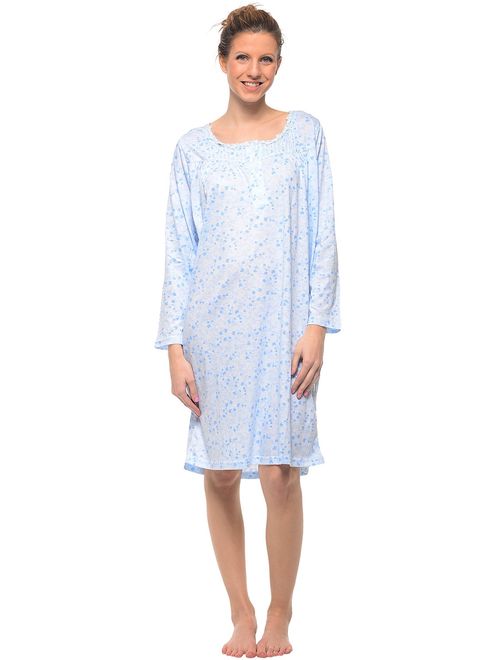 Casual Nights Women's Square Neck Long Sleeve Lace Floral Nightgown