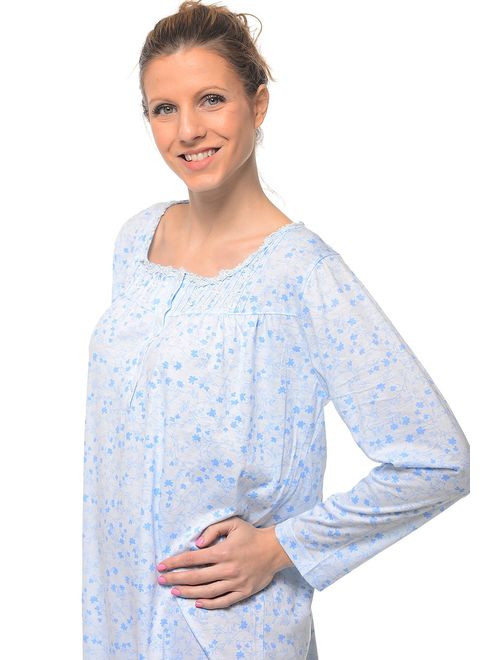 Casual Nights Women's Square Neck Long Sleeve Lace Floral Nightgown