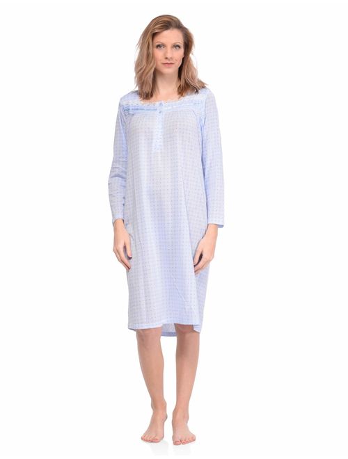 Casual Nights Women's Square Neck Long Sleeve Lace Floral Nightgown