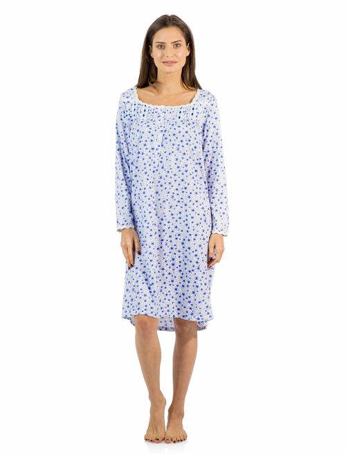 Casual Nights Women's Square Neck Long Sleeve Lace Floral Nightgown