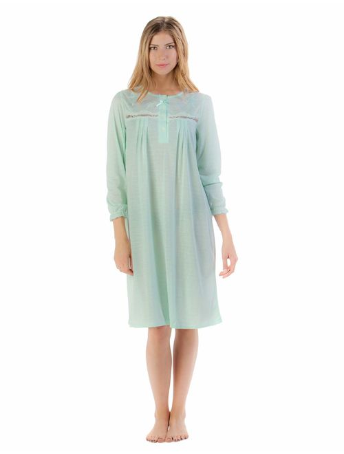 Casual Nights Women's Square Neck Long Sleeve Lace Floral Nightgown