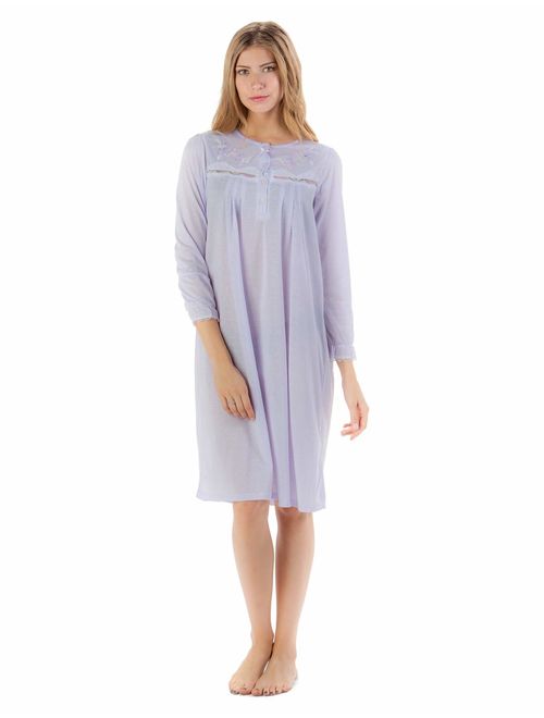 Casual Nights Women's Square Neck Long Sleeve Lace Floral Nightgown