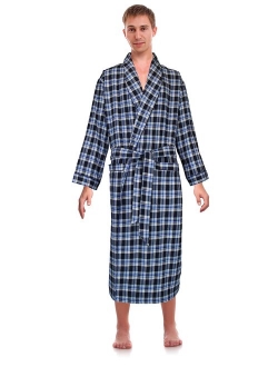 Robes King Classical Sleepwear Men's 100% Cotton Flannel Shawl Collar Robe,