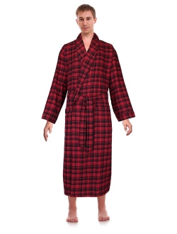 Robes King Classical Sleepwear Men's 100% Cotton Flannel Shawl Collar Robe,