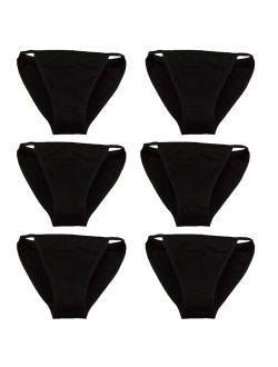 YOYI FASHION Womens Soft Cotton Black Low Rise String Bikini Underwear Lingerie Multi Packs