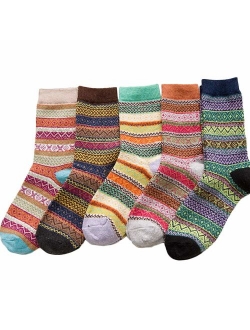 Amberzina Women's Vintage Style Wool Thick Warm Socks(5 Pairs)