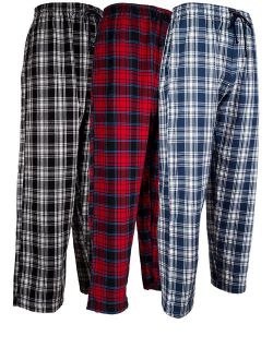 Men's 3 Pack Cotton Flannel Fleece Brush Pajama Sleep & Lounge Pants