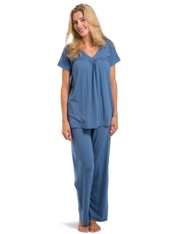 Fishers Finery Women's Ecofabric Pajama Set; Short Sleeve Top & Full Length Pant with Gift Box