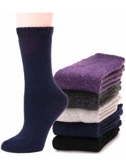 Womens Wool Socks Fuzzy Heavy Thermal Thick Warm Cotton Boot Winter Socks 5 Pairs