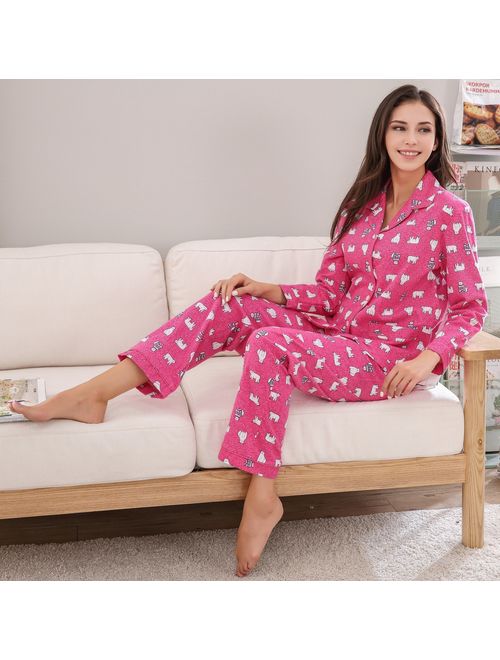 Richie House Women's Printed Flannel Two-Piece Set Pajama Size S-XL RHW2774