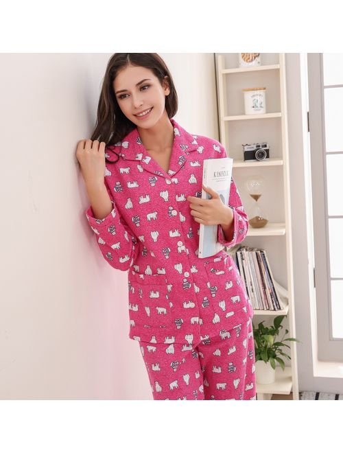 Richie House Women's Printed Flannel Two-Piece Set Pajama Size S-XL RHW2774