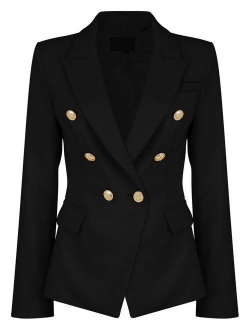 Womens Double Breasted Military Style Blazer Ladies Coat Jacket