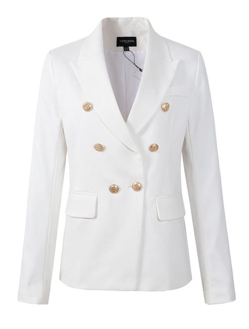 Womens Double Breasted Military Style Blazer Ladies Coat Jacket