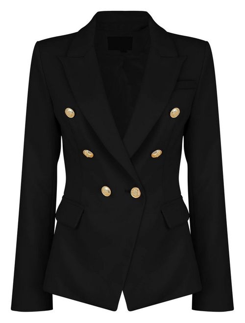 Womens Double Breasted Military Style Blazer Ladies Coat Jacket