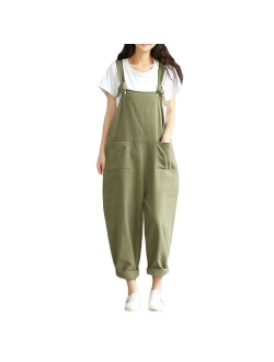 Romacci Women's Strap Overall Pockets Bib Baggy Playsuit Pants Casual Sleeveless Jumpsuit Trousers