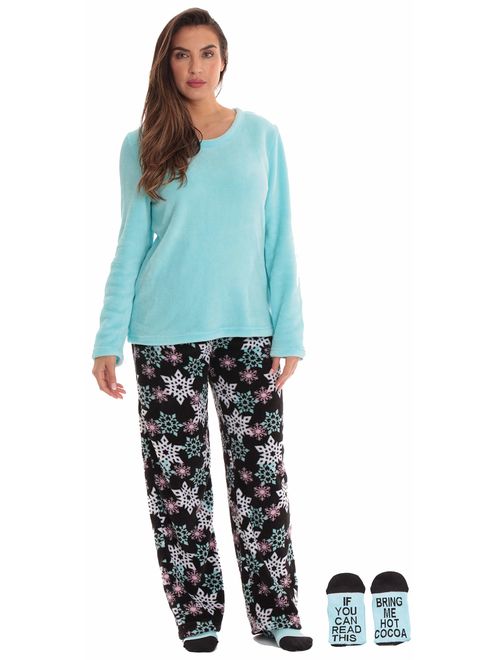 Just Love Plush Women's Pajama Pant Set with Matching Socks with Sayings