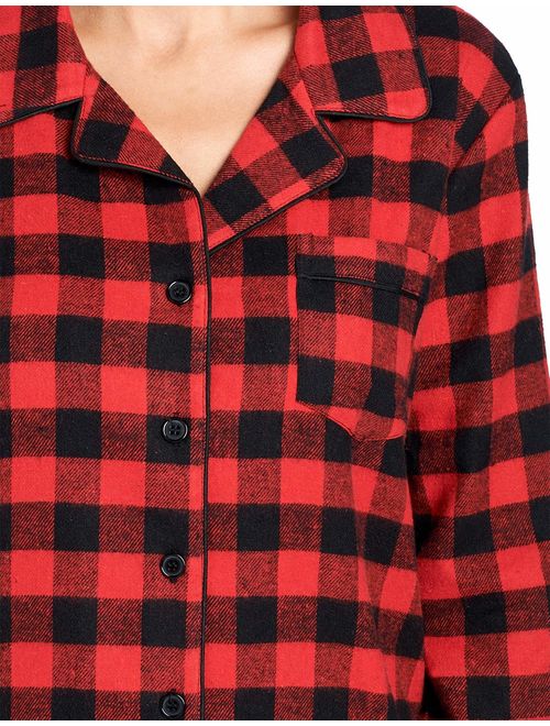 Ashford & Brooks Women's Flannel Plaid Sleep Shirt Button Down Nightgown