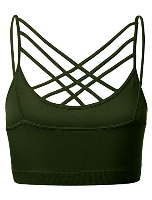 Womens Camisole Sleeveless Seamless Strappy Bralette Tops Bustier Crop Top