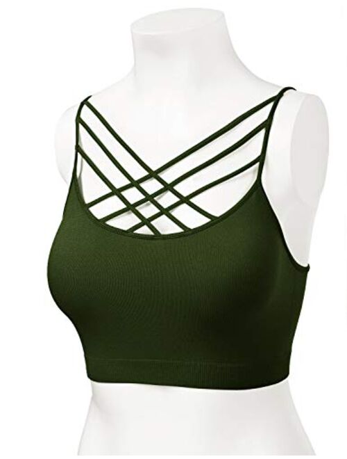 Buy HATOPANTS Women's Novelty Bras Seamless Triple Criss-Cross Front  Bralette Sports Bra online