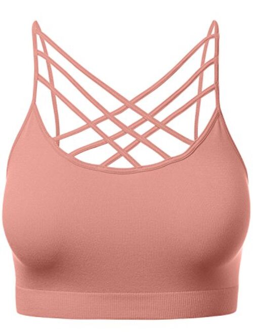 HATOPANTS Women's Novelty Bras Seamless Triple Criss-Cross Front Bralette Sports Bra