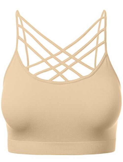 HATOPANTS Women's Novelty Bras Seamless Triple Criss-Cross Front Bralette Sports Bra