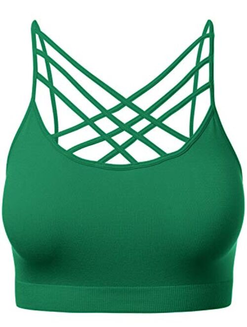 HATOPANTS Women's Novelty Bras Seamless Triple Criss-Cross Front Bralette Sports Bra