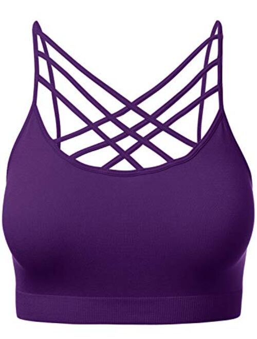 HATOPANTS Women's Novelty Bras Seamless Triple Criss-Cross Front Bralette Sports Bra