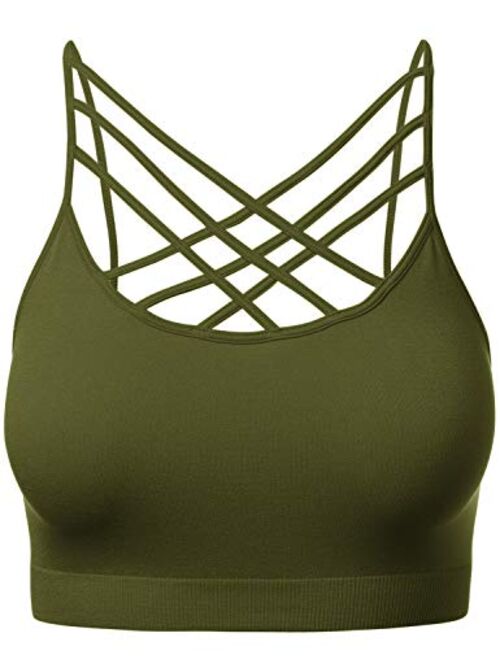 HATOPANTS Women's Novelty Bras Seamless Triple Criss-Cross Front Bralette Sports Bra