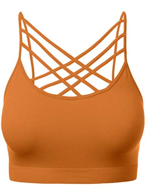 HATOPANTS Women's Novelty Bras Seamless Triple Criss-Cross Front Bralette Sports Bra