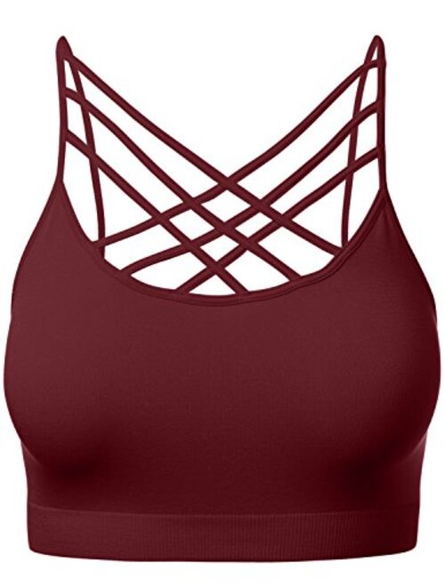 HATOPANTS Women's Novelty Bras Seamless Triple Criss-Cross Front Bralette Sports Bra