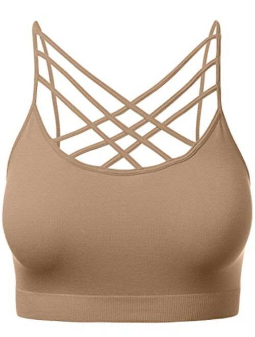 HATOPANTS Women's Novelty Bras Seamless Triple Criss-Cross Front Bralette Sports Bra