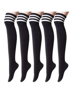 Sockstheway Womens Casual Knee High Tube Socks with Triple Stripes