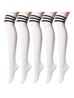 Sockstheway Womens Casual Knee High Tube Socks with Triple Stripes