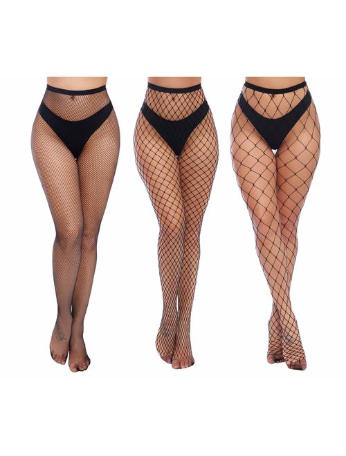 Charmnight Womens High Waist Tights Fishnet Stockings Thigh High Pantyhose