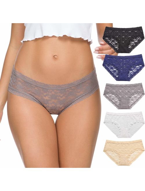 Wealurre Womens Underwear Lace Sexy Panties Bikini Panty for Women Seamless Hipster Pack