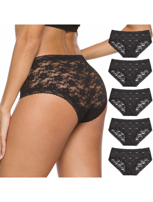 Wealurre Womens Underwear Lace Sexy Panties Bikini Panty for Women Seamless Hipster Pack