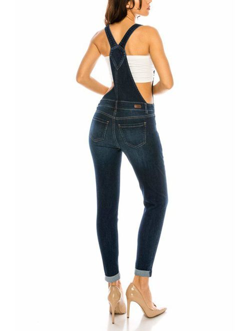 Vialumi Women's Regular/Plus Size Skinny Slim Fitted Denim Overall Pants