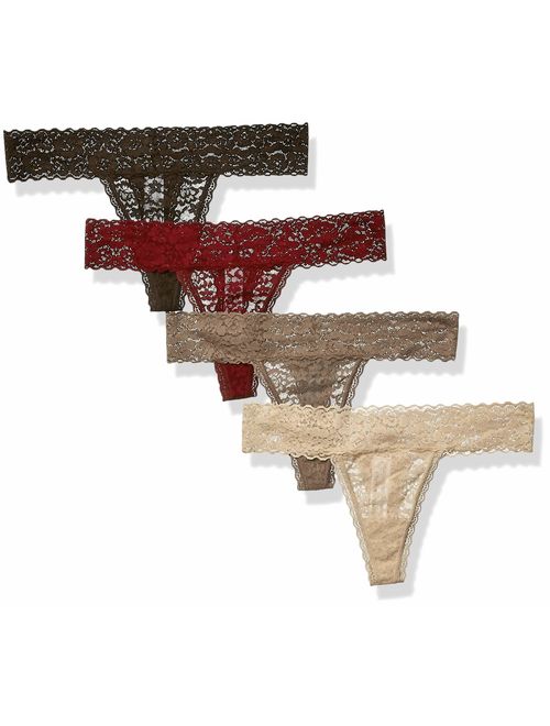 Amazon Essentials Women's 4-Pack Lace Stretch Thong Panty