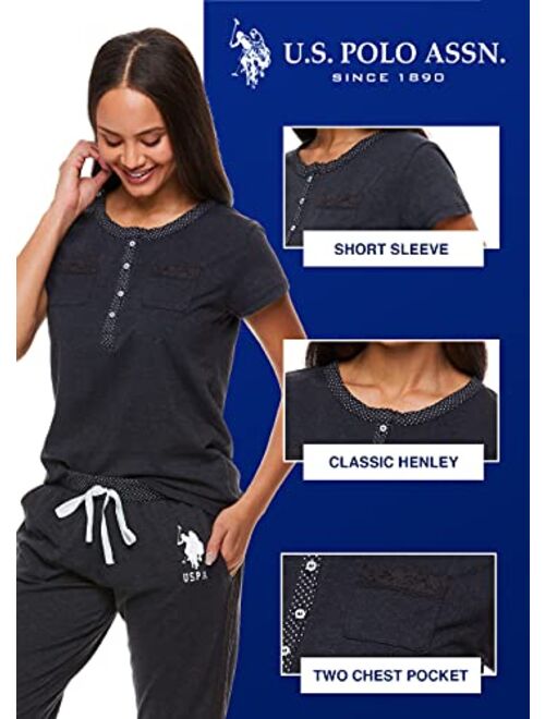 U.S. Polo Assn. Womens Short Sleeve Shirt and Long Pajama Pants Sleepwear Set