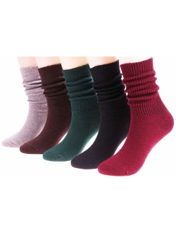 5 Pairs Women Cotton Crew SocksSoft Knit Wool Blend Casual Socks,Size 5-10 WS99