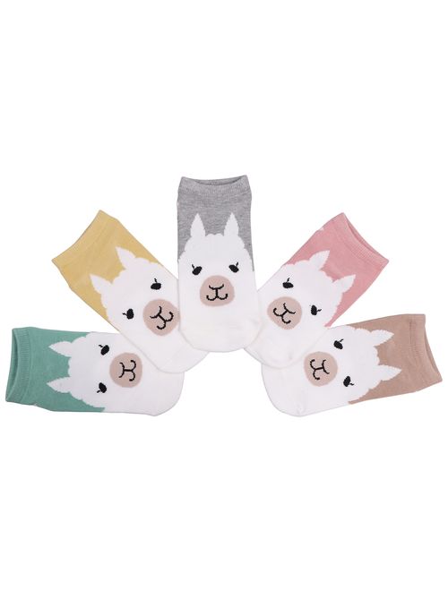 CozyWow Womens Girls Boys Fun Crazy Animation Print Crew Low Cut Socks (4/5/6 Pack)