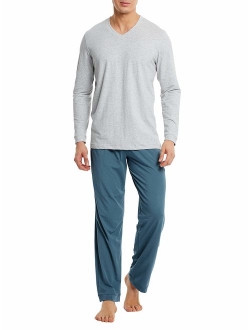 Men's Cotton Sleepwear Tall PJs Long Johns Pajamas Set