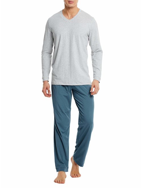 DAVID ARCHY Men's Cotton Sleepwear Tall PJs Long Johns Pajamas Set