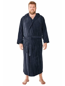 KingSize Men's Big and Tall Terry Velour Hooded Maxi Robe